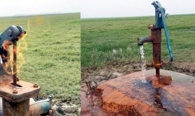 হাওরের এক নলকূপে অনবরত পড়ছে পানি, আরেকটিতে জ্বলে আগুন