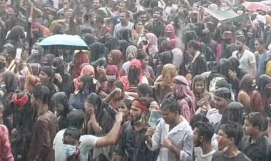 বৃষ্টিতেও বিক্ষোভে উত্তাল সিলেট নগর