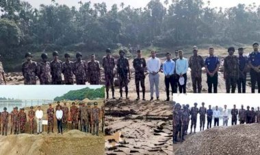 জাফলংয়ে অবৈধভাবে বালু-পাথর উত্তোলন বন্ধে টাস্কফোর্সের অভিযান