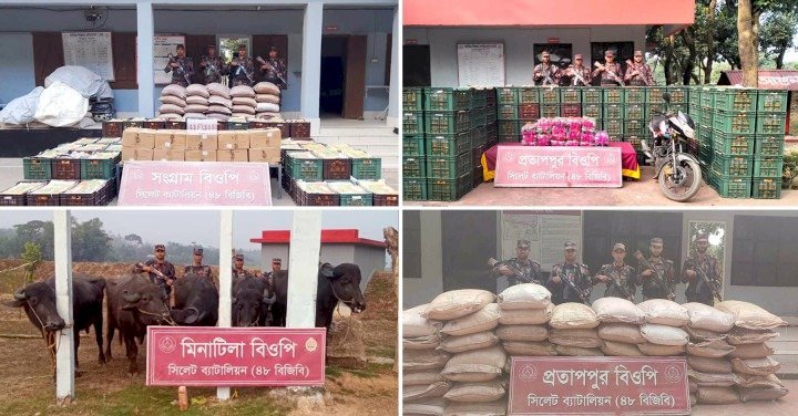 সিলেট সীমান্তে কোটি টাকার চোরাই পণ্য জ ব্দ