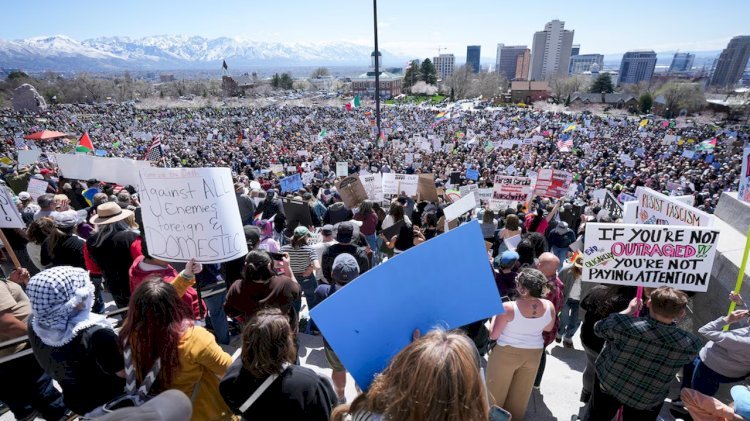 ফিলিস্তিনের সমর্থন ও ট্রাম্পবিরোধী বিক্ষোভে উত্তাল যুক্তরাষ্ট্র
