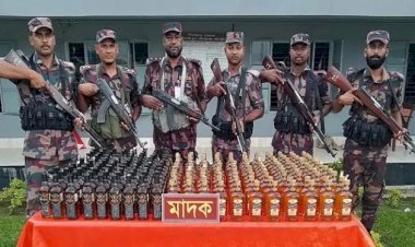 সুনামগঞ্জে বিজিবি’র অভিযানে ভারতীয় মদ জব্দ