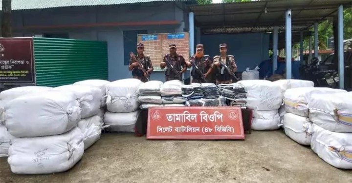 সিলেটে সীমান্তে ২ কোটি ৩৮ লাখ টাকার  চোরাচালানী মালামাল জব্দ