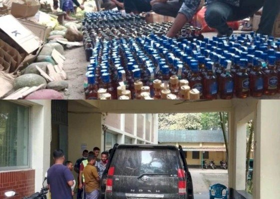 সিলেটে বিপুল পরিমাণ ভারতীয় মদসহ নোহা গাড়ি আটক