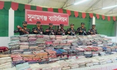 সুনামগঞ্জে ১ কোটি ৫৭ লাখ টাকার ভারতীয় চোরাই পণ্য জব্দ