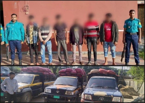 সিলেটে ১০ লাখ টাকার অবৈধ ভারতীয় পেঁয়াজ জব্দ, আটক ৬
