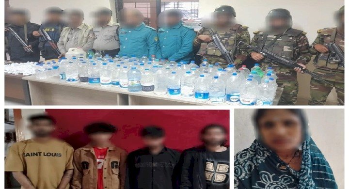 সিলেটে ১৯৩ লিটার চোলাই মদ ও গাঁজা উদ্ধার, গ্রেফতার ৬